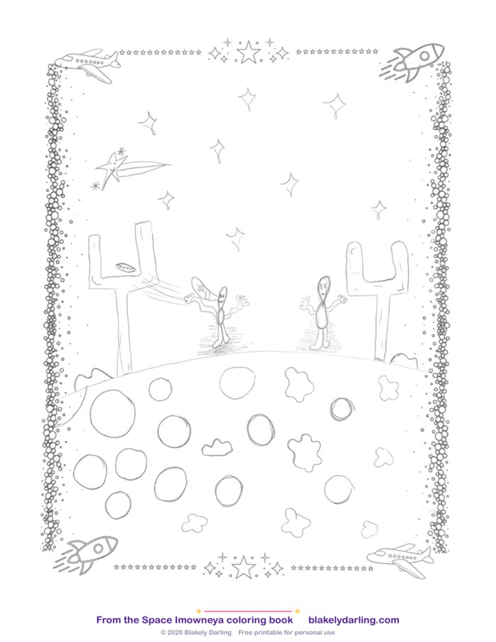 Preview of the Aliens at Play printable coloring page