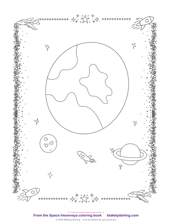 Preview of the Planet Earth & Friends printable coloring page