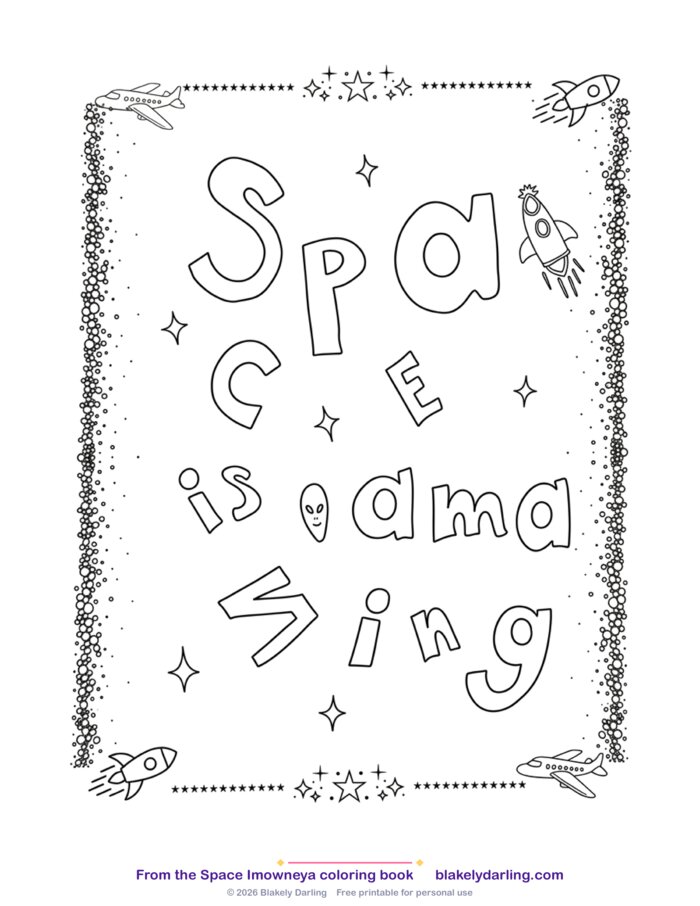 Preview of the Space Is Amazing printable coloring page